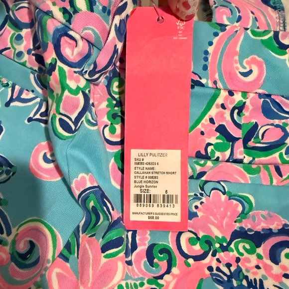 Lilly Pulitzer Callahan Stretch Shorts Blue Horizon Jungle Sunrise Shorts - Picture 5 of 7